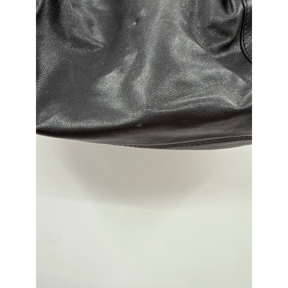 Michael Kors Black Pebbled Leather Hobo Bag Large Gold Hardware Drawstring Y2K